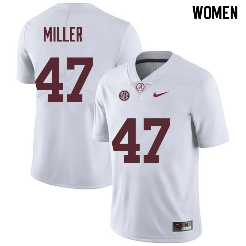 Women #47 Christian Miller Alabama Crimson Tide College Football Jerseys Sale-White